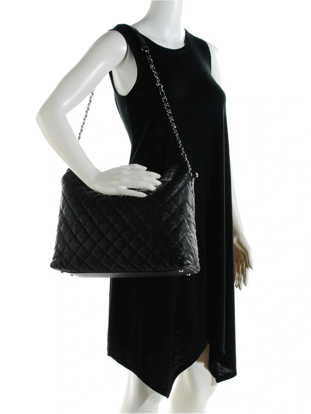 Chanel Caviar Quilted French Riviera Hobo Black